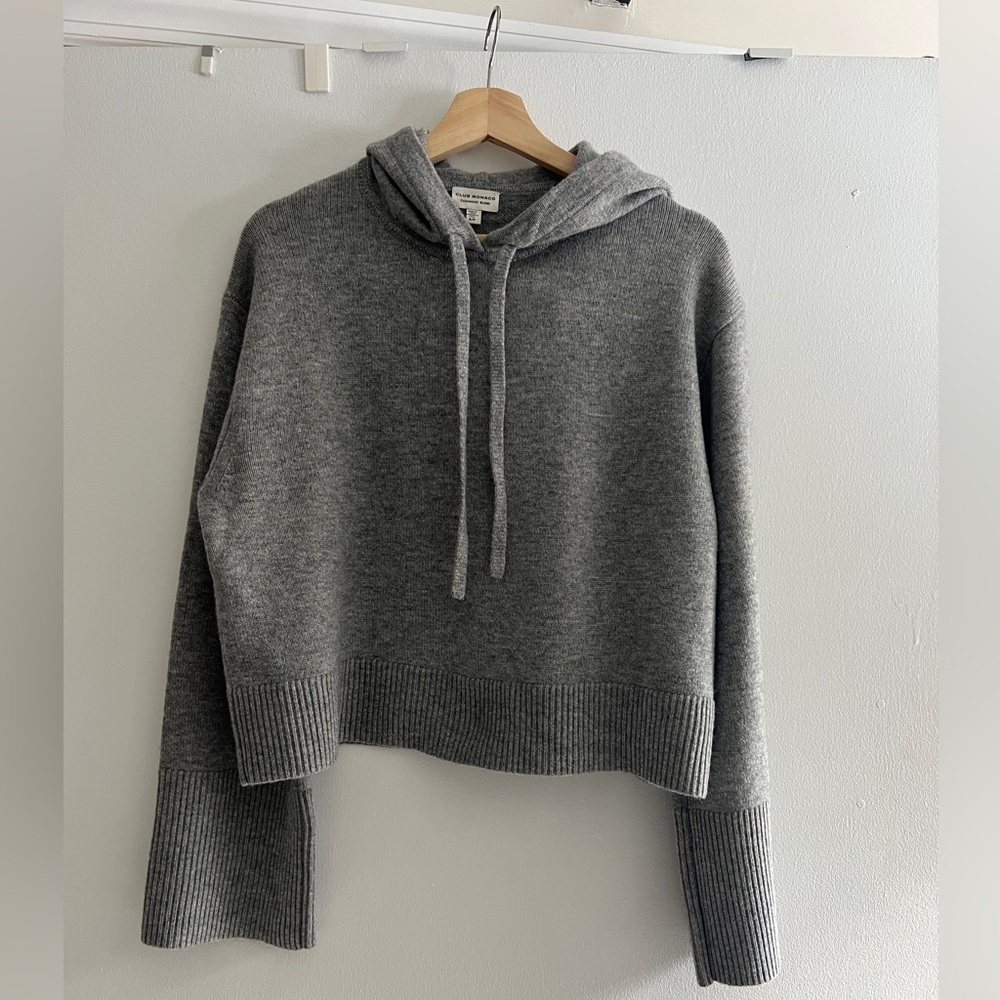 Club Monaco CASHMERE (New, No Tag) Relaxed Wool and Cashmere Knit Hoodie